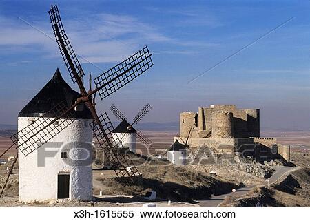 Windmills of Consuegra, Province of Toledo, autonomous community Castile-La Mancha, Spain, Europe View Large Photo Image Stock Photography - Windmills of Consuegra, Province of Toledo, autonomous community Castile-La Mancha, Spain, Europe. Fotosearch