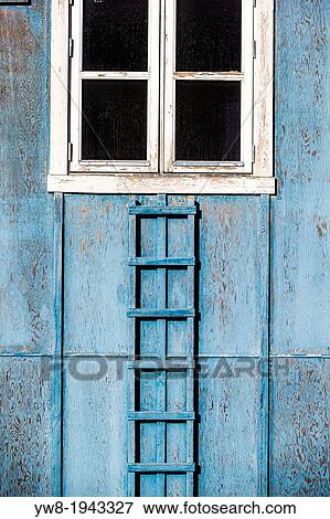 Window and ladder, wooden house, Ittoqqortoormiit, Scoresbysund, Greenland. View Large Photo Image Stock Photo - Window and ladder, wooden house, Ittoqqortoormiit, Scoresbysund, Greenland.. Fotosearch