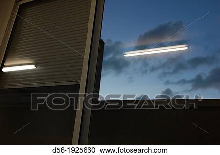 Stock Image - window and neon lights. Fotosearch