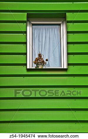 Picture - Window at public housing Vallecas, Madrid Spain.. Fotosearch