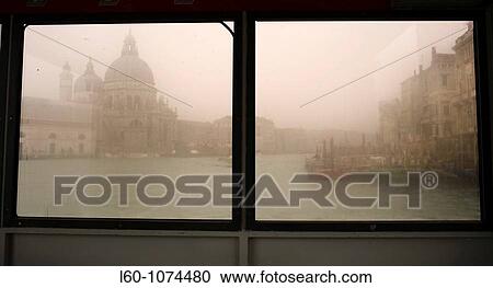 Stock Image - Window in Vaporetto, Venice, Italy. Fotosearch