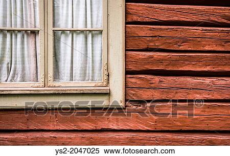 Window on old red wooden cabin, Sweden. View Large Photo Image Stock Photography - Window on old red wooden cabin, Sweden.. Fotosearch