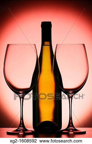 Wine bottle and two empty wine glasses View Large Photo Image Stock Image - Wine bottle and two empty wine glasses. Fotosearch
