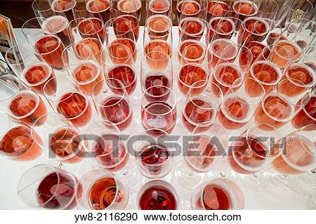 Stock Image - Wine glasses, dinner cruise, Reykjavik, Iceland.. Fotosearch