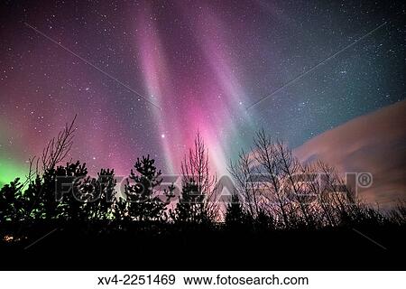 Winter Icelandic landscape with Northern lights background. Laugarvatn. Golden Circle. Iceland. View Large Photo Image Stock Photo - Winter Icelandic landscape with Northern lights background. Laugarvatn. Golden Circle. Iceland.. Fotosearch