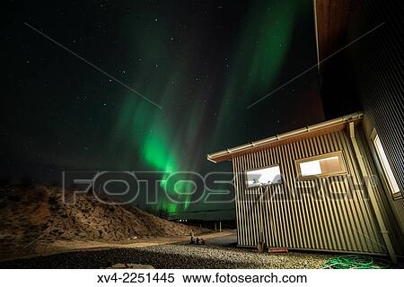 Winter Icelandic landscape with Northern lights background. Iceland. View Large Photo Image Stock Photography - Winter Icelandic landscape with Northern lights background. Iceland.. Fotosearch