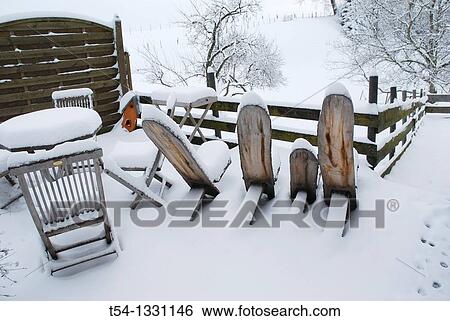 Stock Photograph - Winter in a German Garden. Fotosearch