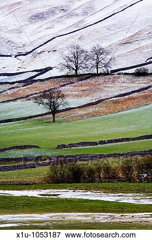 Stock Photo - Winter landscape in Upper Wharfedale Yorkshire England. Fotosearch
