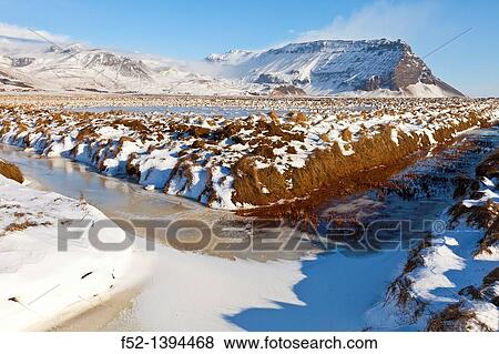 Winter landscape, Southern Iceland, Iceland, Europe View Large Photo Image Stock Photo - Winter landscape, Southern Iceland, Iceland, Europe. Fotosearch