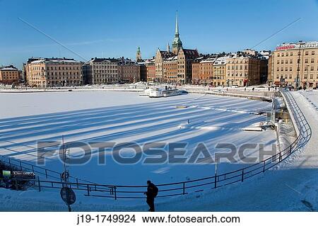 Picture - Winter Old Town, Stockholm Sweden. Fotosearch