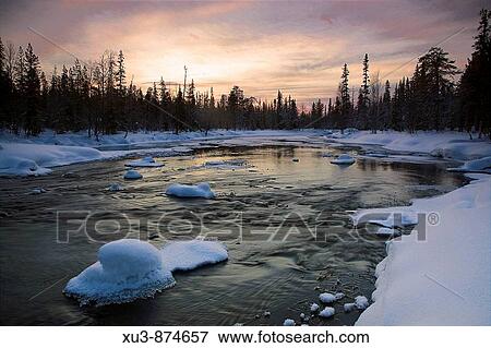 Winter river in Finland View Large Photo Image Stock Photo - Winter river in Finland. Fotosearch