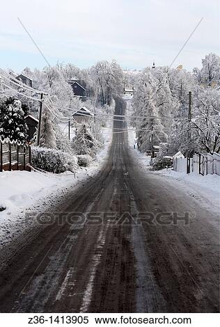 Winter scene, road View Large Photo Image Stock Photography - Winter scene, road. Fotosearch