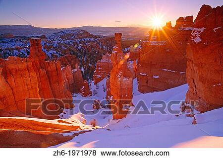 Winter sunrise on Thor's Hammer, Bryce Canyon National Park Utah USA. View Large Photo Image Stock Photo - Winter sunrise on Thor's Hammer, Bryce Canyon National Park Utah USA.. Fotosearch