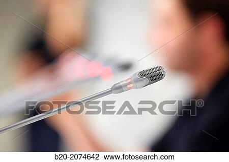 Stock Image - Wireless Microphone. Preparation audiovisual conference. Donostia. San Sebastian. Gipuzkoa. Basque Country. Spain.. Fotosearch