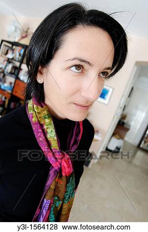 Woman 42 having an interrogative expression at home, Marseille, France View Large Photo Image Stock Photo - Woman 42 having an interrogative expression at home, Marseille, France. Fotosearch