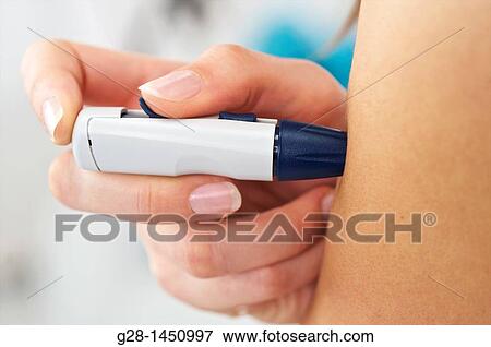 Woman and blood glucose test to treat diabetes View Large Photo Image Stock Photo - Woman and blood glucose test to treat diabetes. Fotosearch