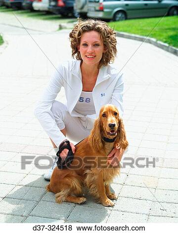 Woman and dog View Large Photo Image Stock Photo - Woman and dog. Fotosearch