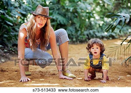 Stock Image - Woman and little girl. Fotosearch