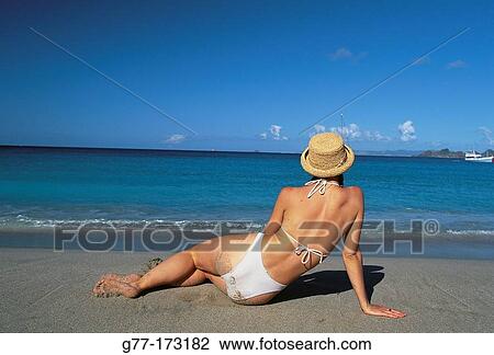 Woman at the beach. Colombier Bay. St. Barts. Caribbean View Large Photo Image Stock Image - Woman at the beach. Colombier Bay. St. Barts. Caribbean. Fotosearch