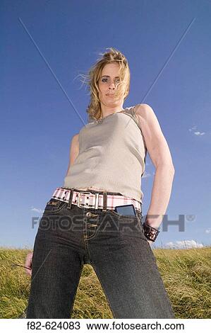 Stock Image - Woman at Valley Forge National Park. Pennsylvania, USA. Fotosearch