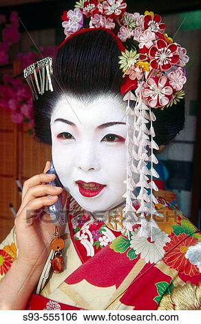 Woman dressed up as geisha talking on a cell phone. Kyoto city. Kyoto. Japan. View Large Photo Image Stock Photograph - Woman dressed up as geisha talking on a cell phone. Kyoto city. Kyoto. Japan.. Fotosearch