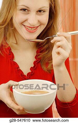 Woman eating soup. View Large Photo Image Stock Image - Woman eating soup.. Fotosearch