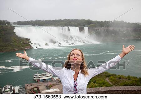 Woman enjoying the view of Niagara Falls, Canada View Large Photo Image Stock Image - Woman enjoying the view of Niagara Falls, Canada. Fotosearch