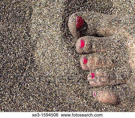 Woman feet half-buried in the sand View Large Photo Image Stock Photograph - Woman feet half-buried in the sand. Fotosearch