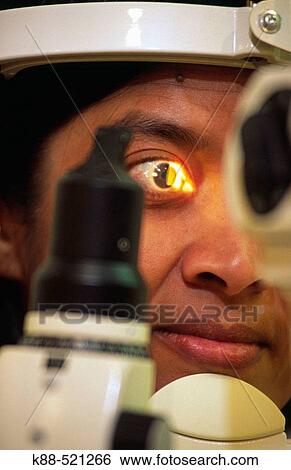 Woman getting an eye exam View Large Photo Image Stock Photograph - Woman getting an eye exam. Fotosearch