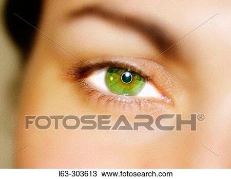 Stock Image - Woman green eyes. Fotosearch