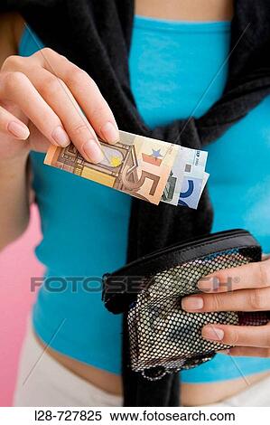 Woman Holding European Banknote. View Large Photo Image Stock Photography - Woman Holding European Banknote.. Fotosearch