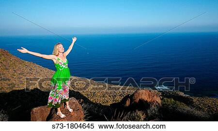 Woman in Cabo de Gata, Almer? a, Andalucia View Large Photo Image Stock Photography - Woman in Cabo de Gata, Almer? a, Andalucia. Fotosearch