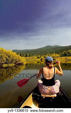 Woman in Canoe View Large Photo Image Stock Photography - Woman in Canoe. Fotosearch