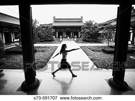 Woman in Giant Wild Goose Pagoda. Xian. China. View Large Photo Image Stock Photo - Woman in Giant Wild Goose Pagoda. Xian. China.. Fotosearch