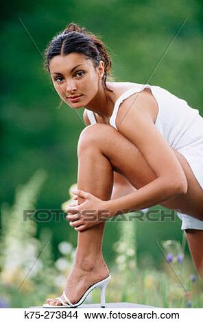 Woman in high heels outdoors View Large Photo Image Picture - Woman in high heels outdoors. Fotosearch