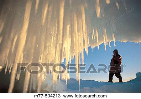 Stock Image - Woman in ice land. V? sterbotten Sweden. Fotosearch