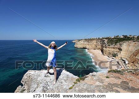 Woman in Praia de Vale de Centeanes, Carvoeiro, Lagoa, Algarve, Portugal View Large Photo Image Stock Photograph - Woman in Praia de Vale de Centeanes, Carvoeiro, Lagoa, Algarve, Portugal. Fotosearch