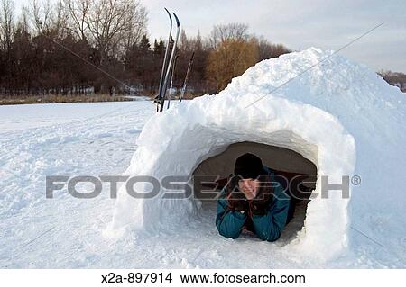 Woman in snow cave View Large Photo Image Picture - Woman in snow cave. Fotosearch