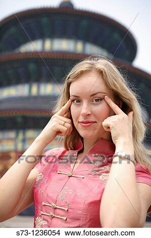 Woman joking in the Temple of Heaven. Beijing. China. View Large Photo Image Picture - Woman joking in the Temple of Heaven. Beijing. China.. Fotosearch