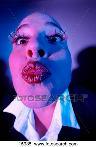 Woman Makes Kissy Face Stock Photography Fotosearch