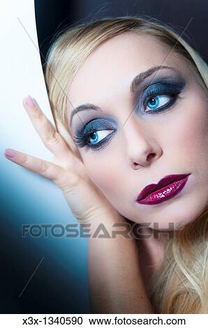 Woman makeup model looking away View Large Photo Image Stock Image - Woman makeup model looking away. Fotosearch