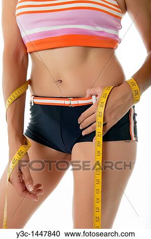 Woman measuring waistline View Large Photo Image Stock Image - Woman measuring waistline. Fotosearch