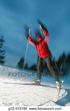 Woman nordic skiing at night. View Large Photo Image Stock Photography - Woman nordic skiing at night.. Fotosearch