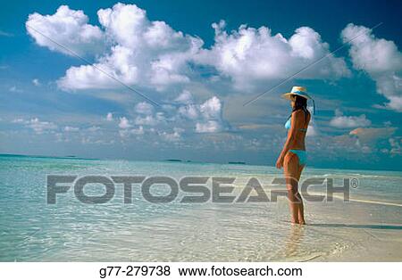 Woman on a beach in Ari Atoll. Maldives View Large Photo Image Stock Photo - Woman on a beach in Ari Atoll. Maldives. Fotosearch