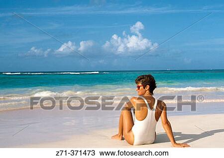 Woman on beach. Barbados, Caribbean View Large Photo Image Stock Image - Woman on beach. Barbados, Caribbean. Fotosearch
