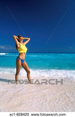 Woman on Beach, Caribbean Sea, Cancun, Mexico View Large Photo Image Stock Image - Woman on Beach, Caribbean Sea, Cancun, Mexico. Fotosearch