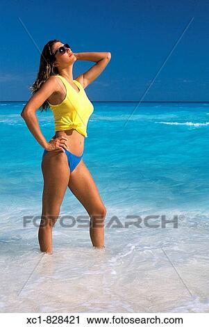 Woman on Beach, Caribbean Sea, Cancun, Mexico View Large Photo Image Stock Image - Woman on Beach, Caribbean Sea, Cancun, Mexico. Fotosearch