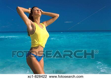 Woman on Beach, Caribbean Sea, Cancun, Mexico View Large Photo Image Stock Image - Woman on Beach, Caribbean Sea, Cancun, Mexico. Fotosearch