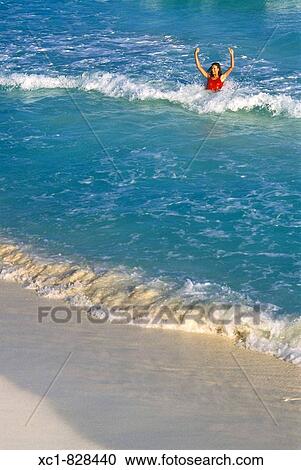 Woman on Beach, Caribbean Sea, Cancun, Mexico View Large Photo Image Stock Image - Woman on Beach, Caribbean Sea, Cancun, Mexico. Fotosearch
