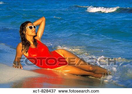 Woman on Beach, Caribbean Sea, Cancun, Mexico View Large Photo Image Stock Photo - Woman on Beach, Caribbean Sea, Cancun, Mexico. Fotosearch